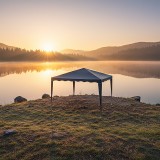 Gazebo pakoworld kornizë metalike - pëlhurë antracit 3x3m
