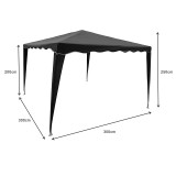 Gazebo pakoworld kornizë metalike - pëlhurë antracit 3x3m
