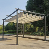 Gazebo kopshti Spectra pakoworld kornizë metalike e zezë - me mbulesë rrëshqitëse në nuancë bezhë 3x3m