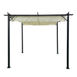 Gazebo kopshti Spectra pakoworld kornizë metalike e zezë - me mbulesë rrëshqitëse në nuancë bezhë 3x3m