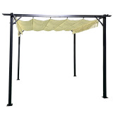 Gazebo kopshti Spectra pakoworld kornizë metalike e zezë - me mbulesë rrëshqitëse në nuancë bezhë 3x3m