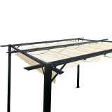 Gazebo kopshti Spectra pakoworld kornizë metalike e zezë - me mbulesë rrëshqitëse në nuancë bezhë 3x3m