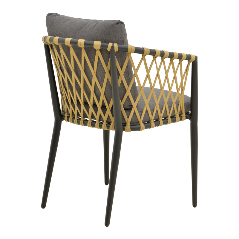 Fotel Peluxe pakoworld alumin antracit-litar PE natyral-jastëkë gri 54x62x84cm