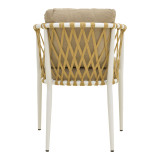 Fotel Peluxe pakoworld alumini i bardhë-litar PE natyral-jastëkë beige 54x62x75.5cm