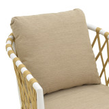 Fotel Peluxe pakoworld alumini i bardhë-litar PE natyral-jastëkë beige 54x62x75.5cm