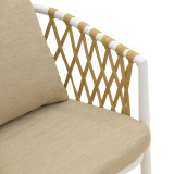 Fotel Peluxe pakoworld alumini i bardhë-litar PE natyral-jastëkë beige 54x62x75.5cm