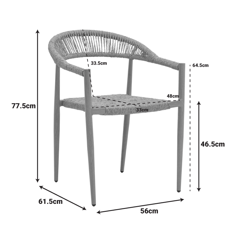 Fotel Rayana pakoworld i palosshëm alumini - rregullim PE në nuancë natyrale 56x61.5x77.5cm
