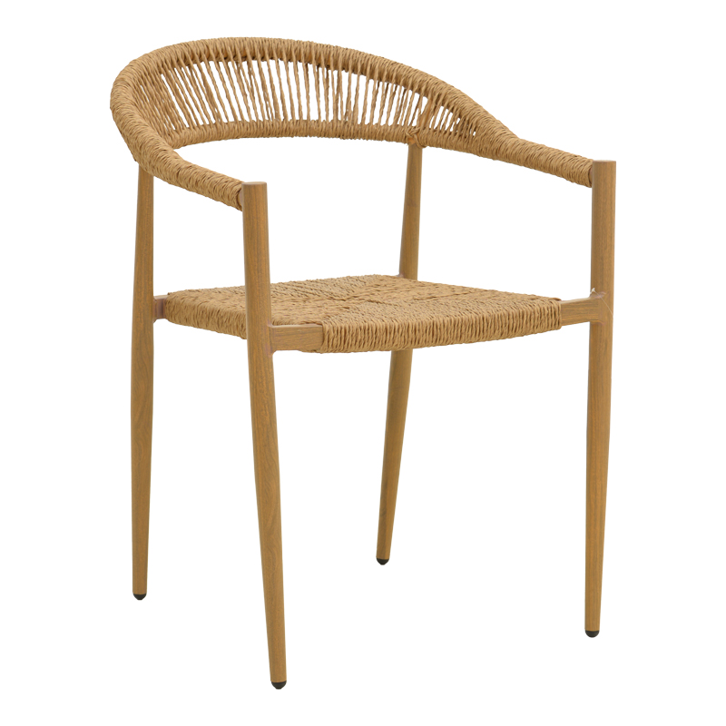Fotel Rayana pakoworld i palosshëm alumini - rregullim PE në nuancë natyrale 56x61.5x77.5cm