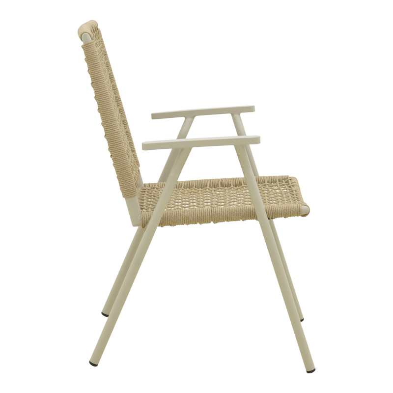 Fotel i palosshëm Weave pakoworld, alumini në bezhë -litar PE në nuancë natyrale 57x63x86cm