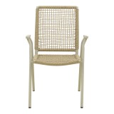 Fotel i palosshëm Weave pakoworld, alumini në bezhë -litar PE në nuancë natyrale 57x63x86cm
