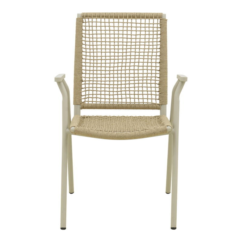 Fotel i palosshëm Weave pakoworld, alumini në bezhë -litar PE në nuancë natyrale 57x63x86cm