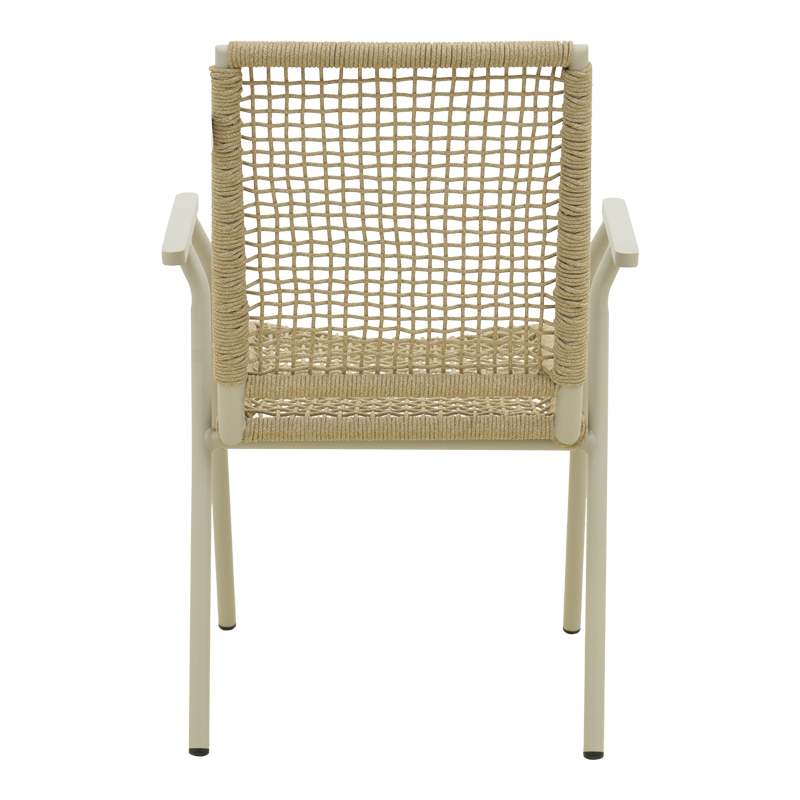 Fotel i palosshëm Weave pakoworld, alumini në bezhë -litar PE në nuancë natyrale 57x63x86cm