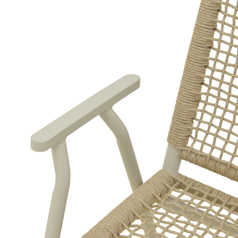 Fotel i palosshëm Weave pakoworld, alumini në bezhë -litar PE në nuancë natyrale 57x63x86cm
