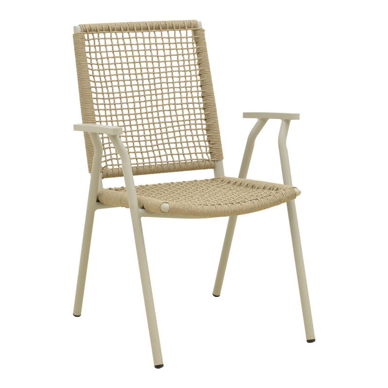 Fotel i palosshëm Weave pakoworld, alumini në bezhë -litar PE në nuancë natyrale 57x63x86cm