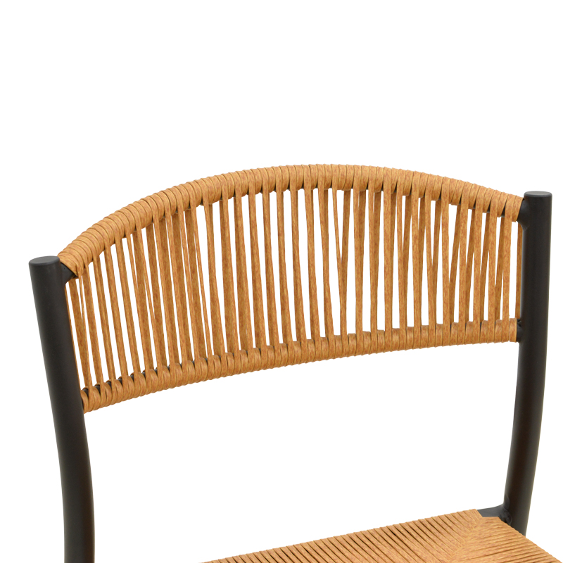 Karrige e palosshme Cura pakoworld, alumini në ngjyrë të zezë - rrethim PE në nuancë natyrale 50x58.5x78.5cm