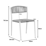 Fotel i palosshëm Cura pakoworld, alumini në të bardhë -rattan PE në nuancë natyrale 50x58.5x78.5cm