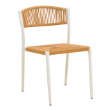 Fotel i palosshëm Cura pakoworld, alumini në të bardhë -rattan PE në nuancë natyrale 50x58.5x78.5cm