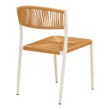 Fotel i palosshëm Cura pakoworld, alumini në të bardhë -rattan PE në nuancë natyrale 50x58.5x78.5cm