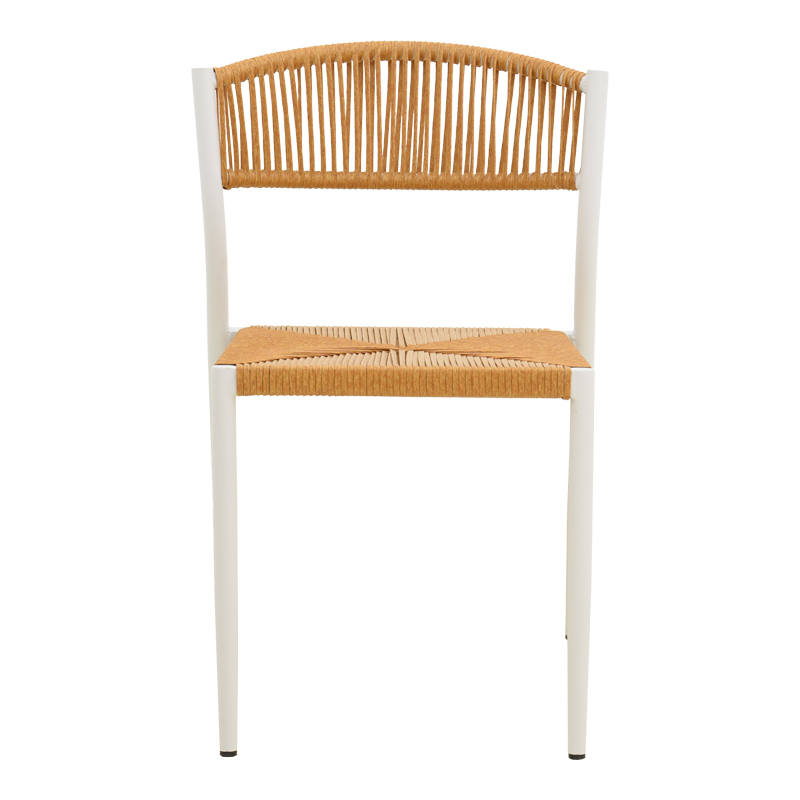 Fotel i palosshëm Cura pakoworld, alumini në të bardhë -rattan PE në nuancë natyrale 50x58.5x78.5cm