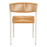 Fotel i palosshëm Cura pakoworld, alumini në të bardhë -rattan PE në nuancë natyrale 50x58.5x78.5cm