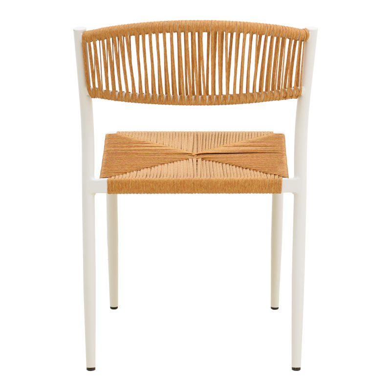 Fotel i palosshëm Cura pakoworld, alumini në të bardhë -rattan PE në nuancë natyrale 50x58.5x78.5cm