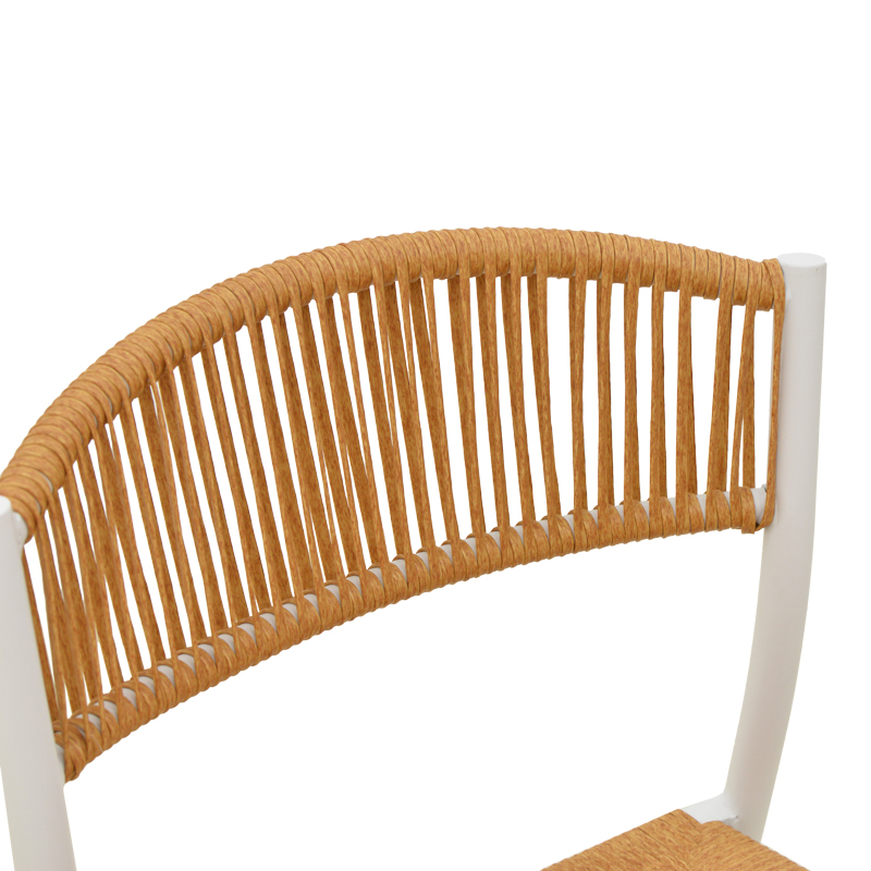 Fotel i palosshëm Cura pakoworld, alumini në të bardhë -rattan PE në nuancë natyrale 50x58.5x78.5cm