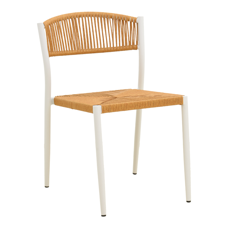 Fotel i palosshëm Cura pakoworld, alumini në të bardhë -rattan PE në nuancë natyrale 50x58.5x78.5cm