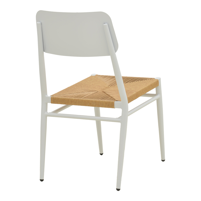 Karrige Giardino pakoworld alumini i palosshëm në të bardhë -rattan PE në nuancë natyrale 45x56x82cm