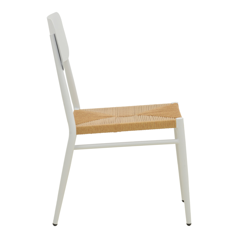 Karrige Giardino pakoworld alumini i palosshëm në të bardhë -rattan PE në nuancë natyrale 45x56x82cm