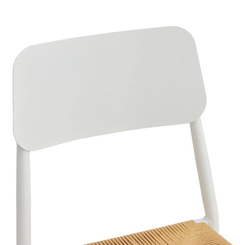 Karrige Giardino pakoworld alumini i palosshëm në të bardhë -rattan PE në nuancë natyrale 45x56x82cm
