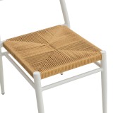 Karrige Giardino pakoworld alumini i palosshëm në të bardhë -rattan PE në nuancë natyrale 45x56x82cm