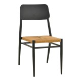 Karrige Giardino pakoworld alumini i palosshëm në të zezë -rattan PE në nuancë natyrale 45x56x82cm