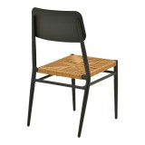 Karrige Giardino pakoworld alumini i palosshëm në të zezë -rattan PE në nuancë natyrale 45x56x82cm