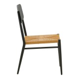 Karrige Giardino pakoworld alumini i palosshëm në të zezë -rattan PE në nuancë natyrale 45x56x82cm