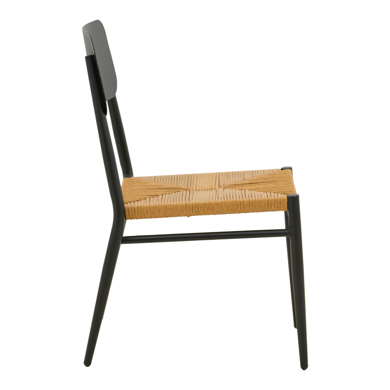 Karrige Giardino pakoworld alumini i palosshëm në të zezë -rattan PE në nuancë natyrale 45x56x82cm