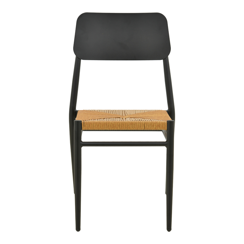 Karrige Giardino pakoworld alumini i palosshëm në të zezë -rattan PE në nuancë natyrale 45x56x82cm