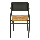Karrige Giardino pakoworld alumini i palosshëm në të zezë -rattan PE në nuancë natyrale 45x56x82cm
