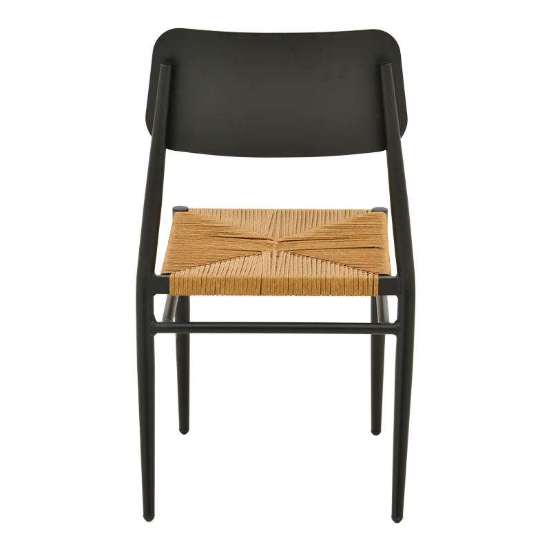 Karrige Giardino pakoworld alumini i palosshëm në të zezë -rattan PE në nuancë natyrale 45x56x82cm