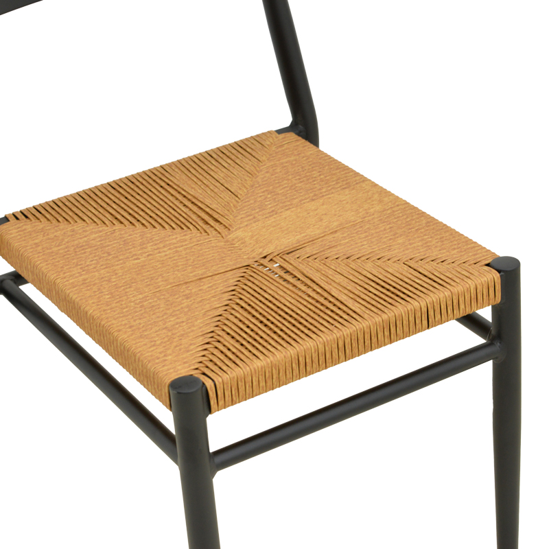 Karrige Giardino pakoworld alumini i palosshëm në të zezë -rattan PE në nuancë natyrale 45x56x82cm