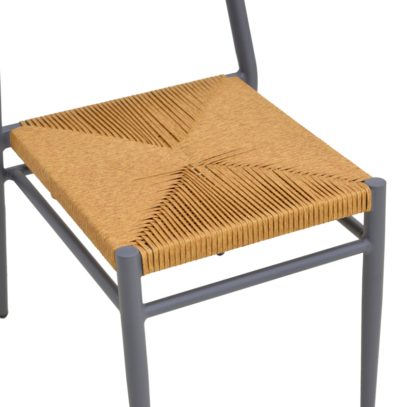 Karrige Giardino pakoworld e palosshme alumini në antracit -pe rattan në nuancë natyrale 45x56x82cm