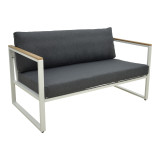 Divan dyvendësh Aurelio pakoworld metalik në të bardhë - jastëkë në nuancë anthracite 130x74x63cm