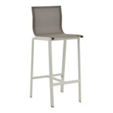 Stol bar Melina pakoworld i palosshëm alumini në të bardhë - tekstil në nuancë gri 57x52.5x106.5cm