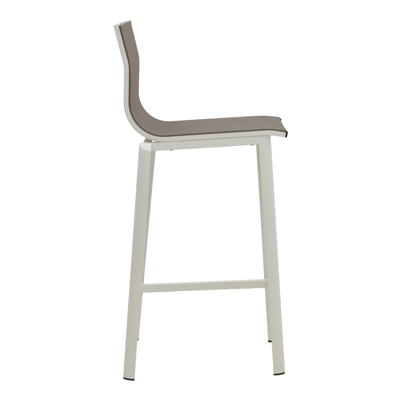 Stol bar Melina pakoworld i palosshëm alumini në të bardhë - tekstil në nuancë gri 57x52.5x106.5cm