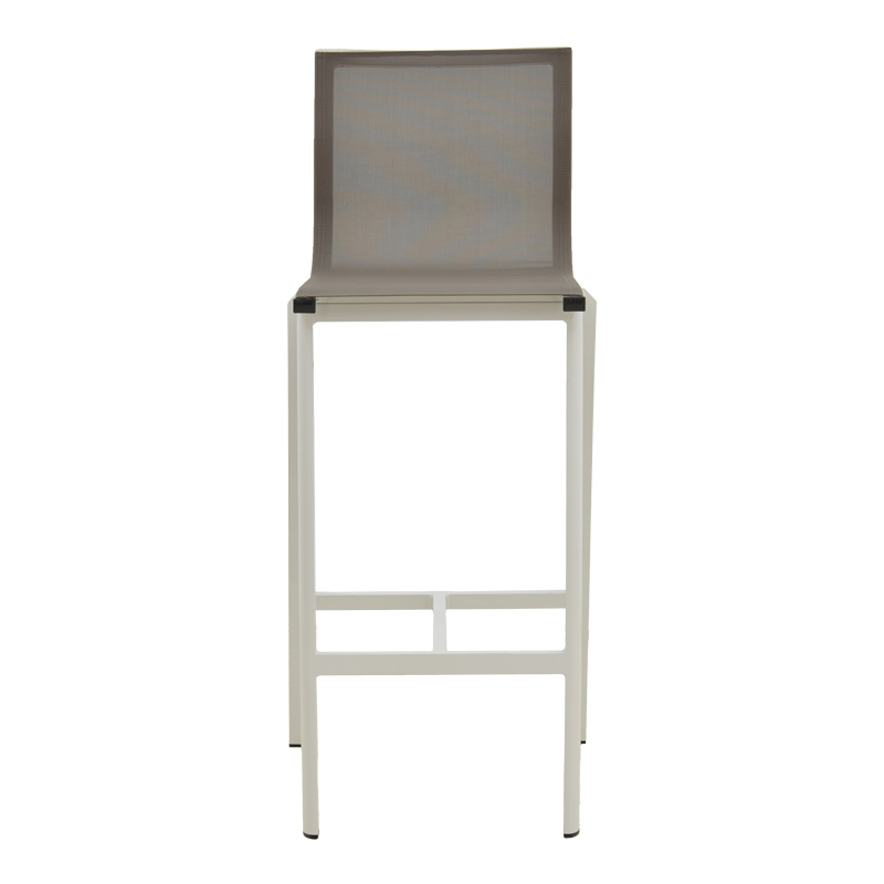 Stol bar Melina pakoworld i palosshëm alumini në të bardhë - tekstil në nuancë gri 57x52.5x106.5cm