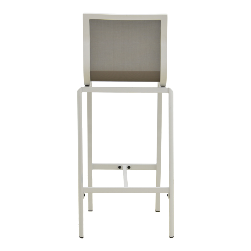 Stol bar Melina pakoworld i palosshëm alumini në të bardhë - tekstil në nuancë gri 57x52.5x106.5cm