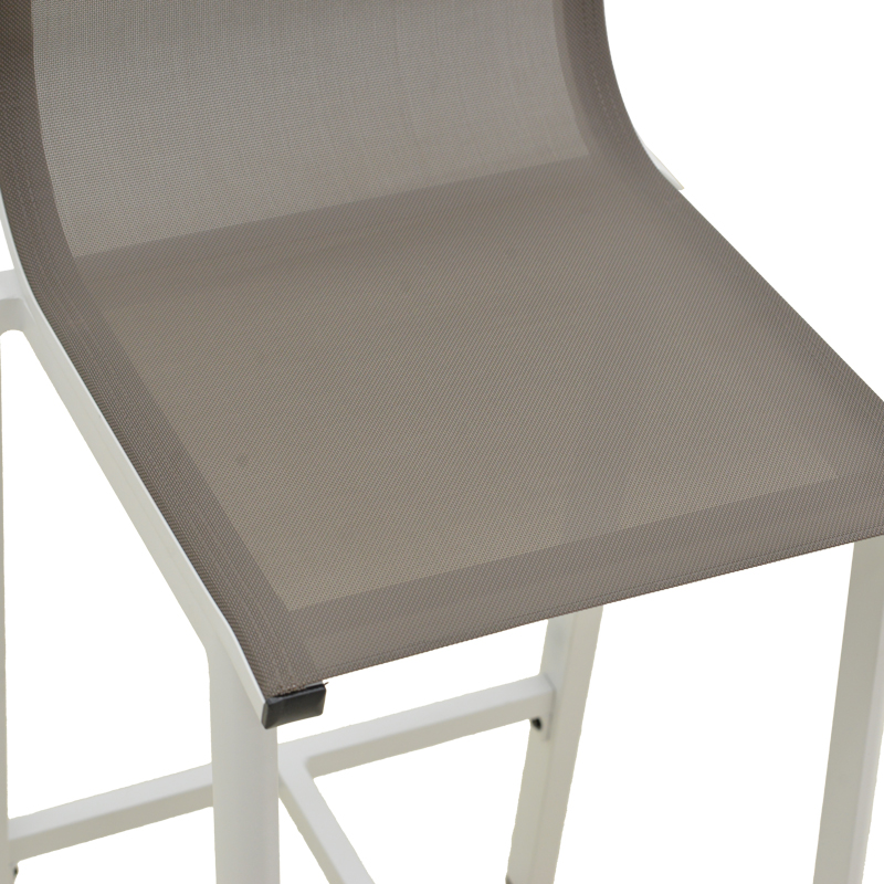 Stol bar Melina pakoworld i palosshëm alumini në të bardhë - tekstil në nuancë gri 57x52.5x106.5cm