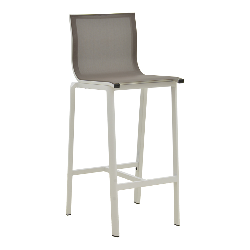Stol bar Melina pakoworld i palosshëm alumini në të bardhë - tekstil në nuancë gri 57x52.5x106.5cm