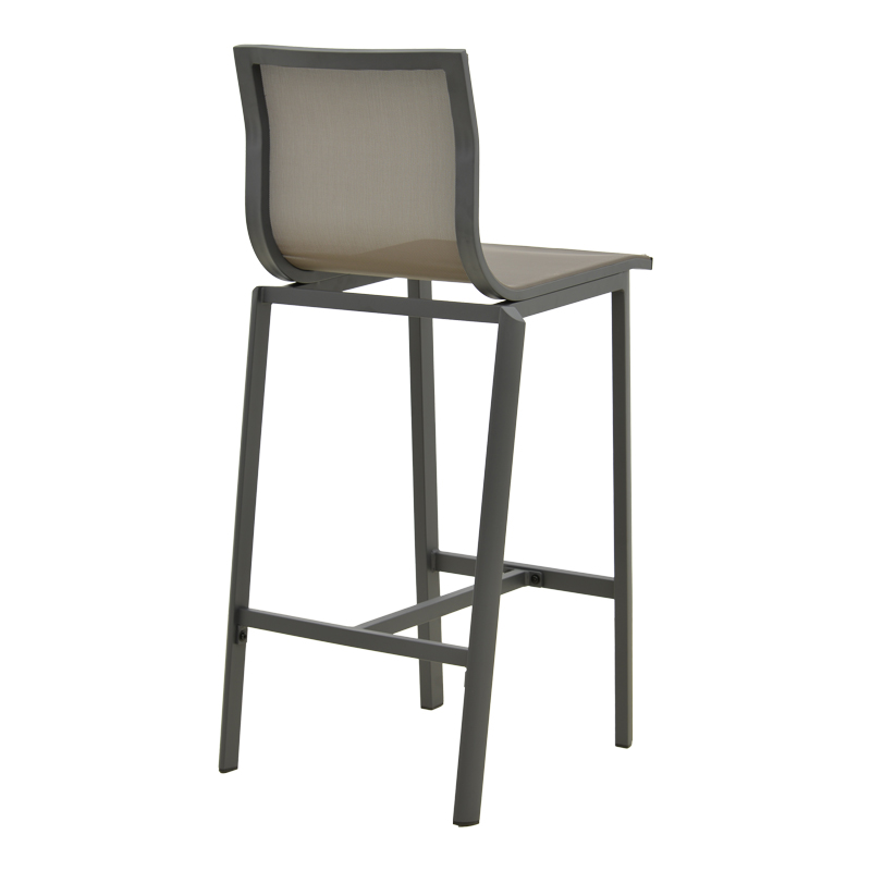 Stol bari Melina pakoworld, alumini i grumbullueshëm në antracit - tekstil në nuancë gri 57x52.5x106.5cm