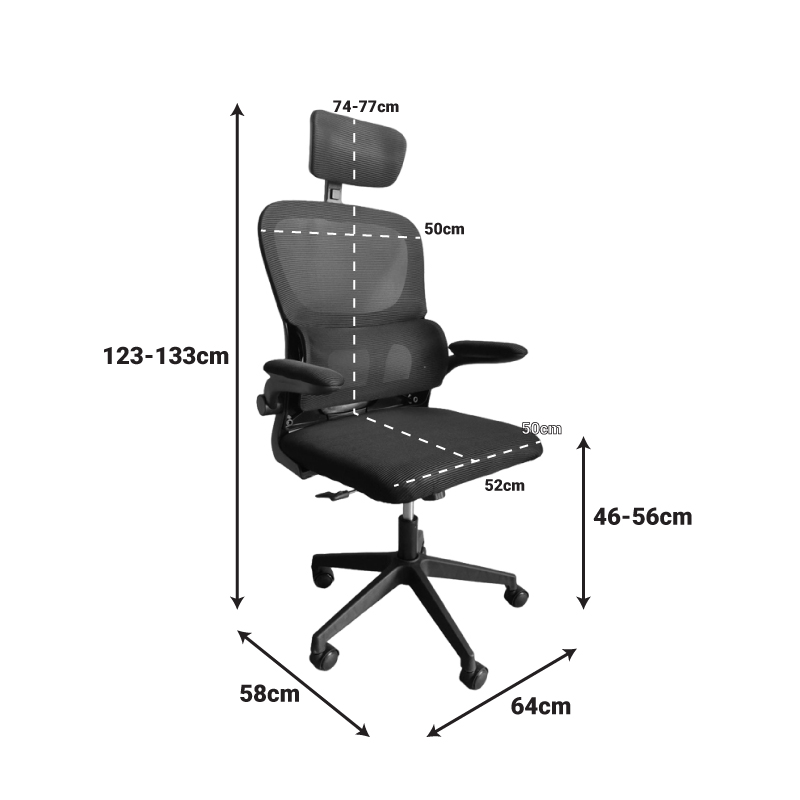 Karrige zyre Recko pakoworld me pëlhurë rrjetë në nuancë gri 64x58x123-133cm