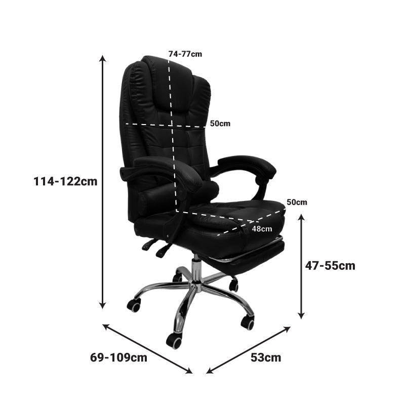 Karrige zyre drejtori me mbështetëse këmbësh Worko pakoworld pu në nuancë të zezë 53x69x114-122cm